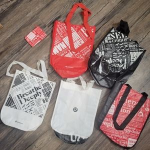 Lululemon Reusable Tote Bag Lot- 5 Medium with 1 Coin Purse